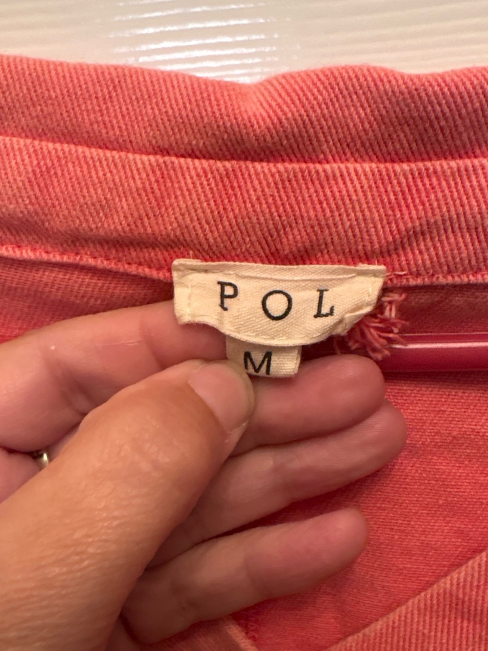 POL Coral Pink Asymmetrical Button Pullover Top - Picture 7 of 7
